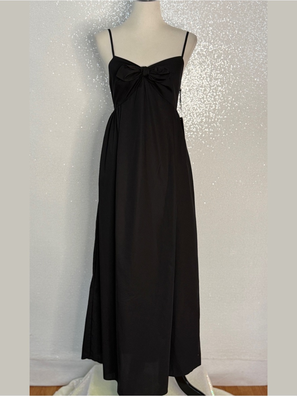 1.STATE Bow Front Cotton Midi Dress Black Lightweight Women’s Size Medium NWT - Picture 4 of 14